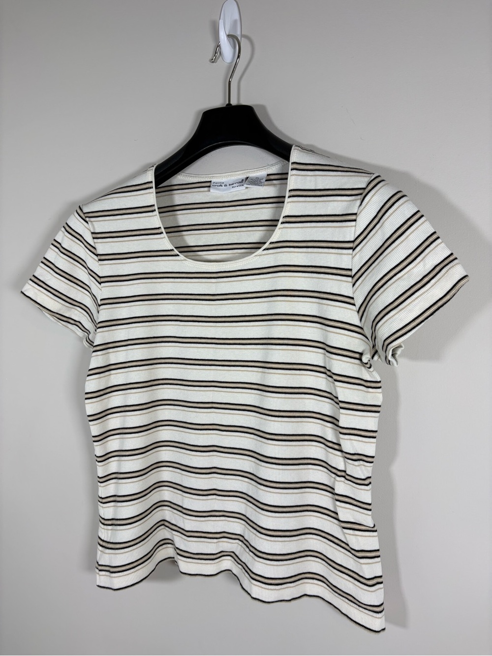 Y2K/90s Vintage Striped Cropped Short Sleeve Casual Tee Size L Petite